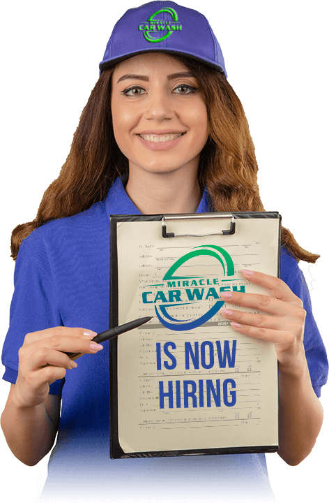 Now hiring - woman with now hiring clip board